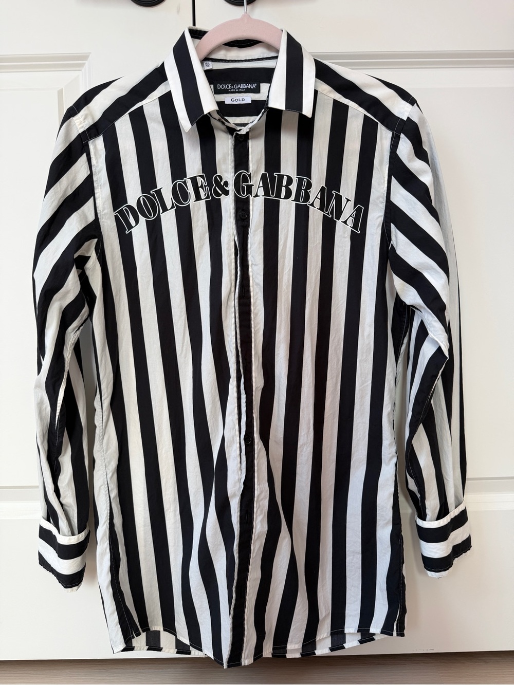 Dolce & Gabbana Black and White Vertical Stripe Button-Down Shirt